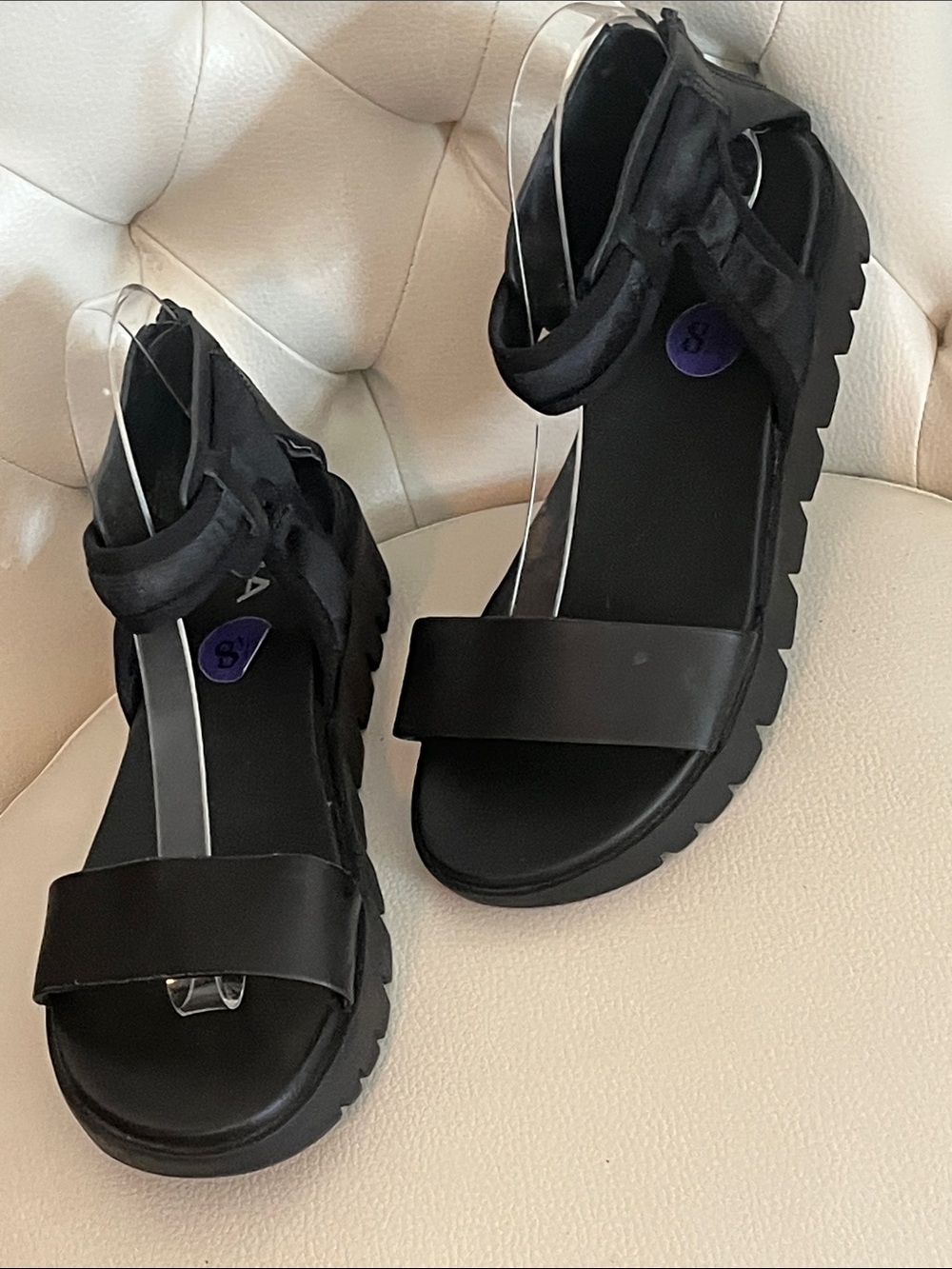 MIA Black Chunky Platform Sandals with Ankle Strap
